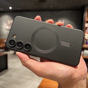 带镜头膜硅胶磁吸无线充电纯黑色适用三星S23U手机壳高级超薄Galaxy S24Ultra保护套S23+全包防摔软壳酷黑潮