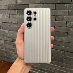 行李箱瓦楞竖条纹磨砂太空银色适用三星S25+手机壳高级超薄GalaxyS25plus保护套S25U全包S25Ultra精孔硬壳男