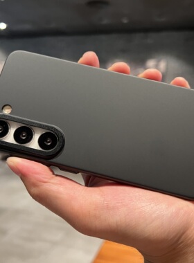 大孔镜头纯黑色酷黑PC硬壳适用三星S23U手机壳超薄Galaxy S24Ultra保护套S23+磨砂全包防摔高级感耐脏男女款