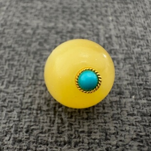 老墩子圆珠11mm-15mm 蜜蜡镶嵌金环绿松老型墩子圆珠配串diy配珠