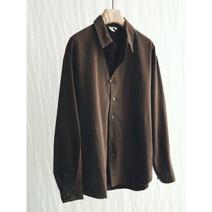 套装 衬衫 男士 秋季 高级感衬衣外套 新中式 新款 重磅复古轻奢棉麻长袖