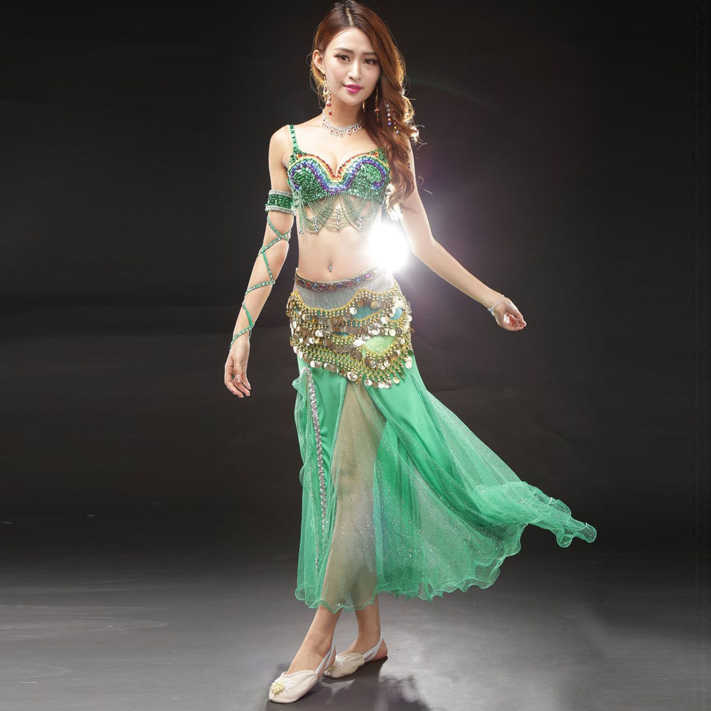 2025新款撞色文胸款表演服 性感高档演出服 成人肚皮舞舞台服套装