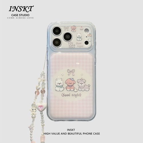 inskt卡通粉蝴蝶结小狗原创适用iphone18promax手机壳苹果17软硅胶套17pro网红新款小众16防摔15个性日韩可爱