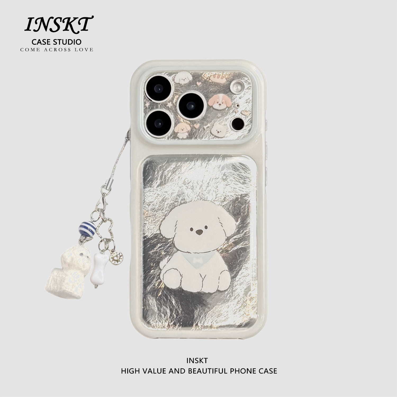 inskt卡通褶皱围巾小狗原创适用iphone17promax手机壳苹果17软硅胶套18pro网红新款小众16防摔15个性日韩可爱