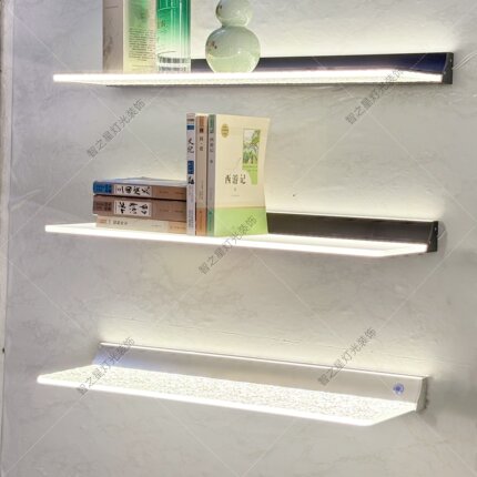 亚克力发光层板墙上墙面壁挂置物展示架创意陈列搁板铝合金置物架