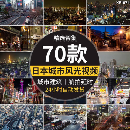 日本国外东京城市建筑航拍夜景街道车流街景高清实拍视频素材