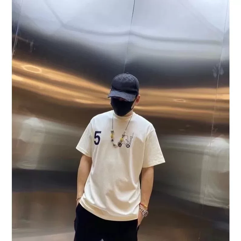 Нan vuitton 24SS новая модель № 5 штамп для мужчин и женщин с той же футболкой короткий рукав оборотная буква полусаправленный рукав