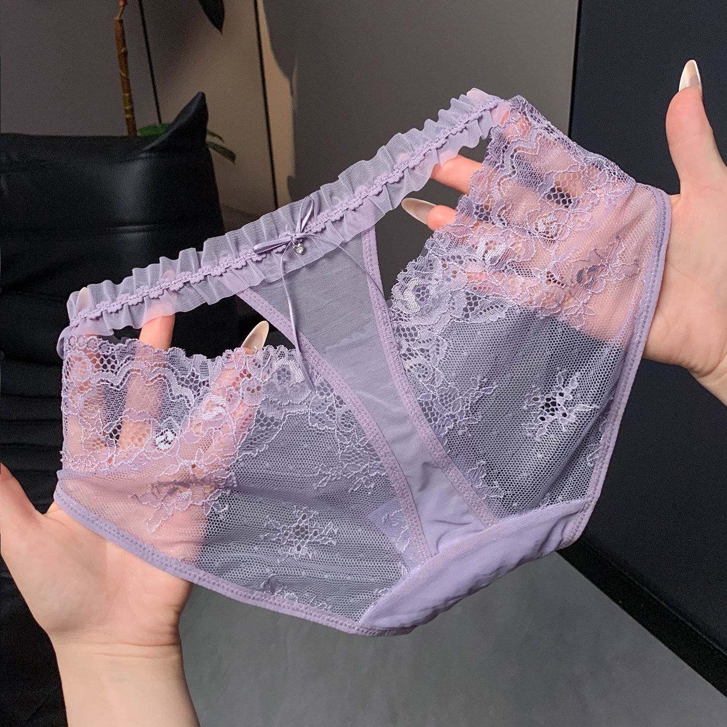 法式网纱紫色性感高级感纯欲风女士内裤女2026新款蕾丝镂空三角裤,女士内衣/男士内衣/家居服,女三角裤,淘宝优惠券,粉丝福利购,淘宝优惠卷