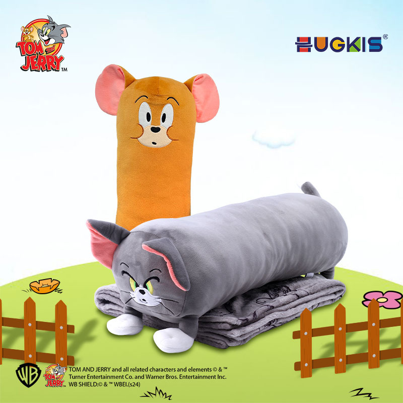 正版猫和老鼠长条抱枕侧睡夹腿毛绒公仔办公室枕头玩偶午休毛绒毯