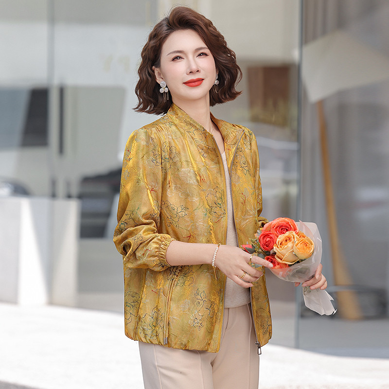中老年妈妈夏装薄款外套时尚立领