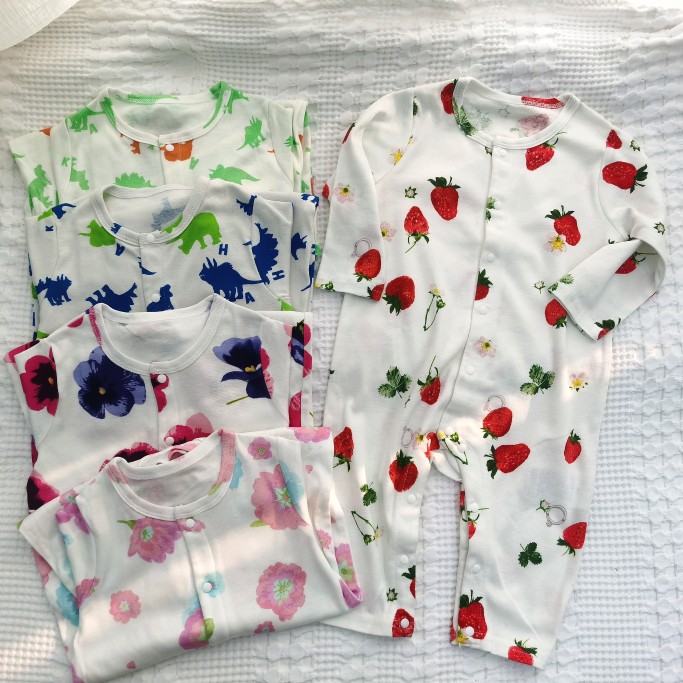 外贸单排扣连体衣纯棉春秋爬服