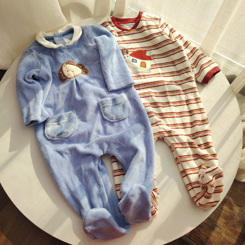 天鹅绒60-75码外贸秋冬宝宝长袖包脚爬服新生婴儿丝绒连体衣哈衣