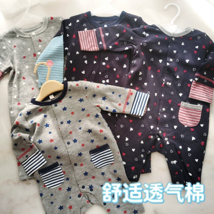 66-73码外贸春秋男女宝宝长袖爬服新生婴儿纯棉连体衣包屁衣哈衣