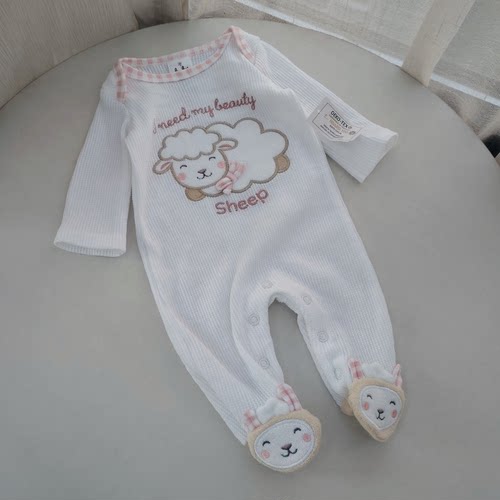 52-73码外贸春秋女宝宝长袖爬爬服新生婴儿包脚连体衣包屁衣哈衣