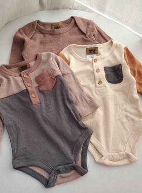 52-73码外贸宝宝长袖三角哈衣婴儿衣服新生儿连体衣包屁衣哈衣