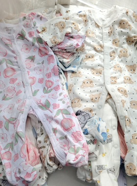50-66码外贸春秋男女宝宝长袖包脚爬服新生婴儿衣服连体衣哈衣