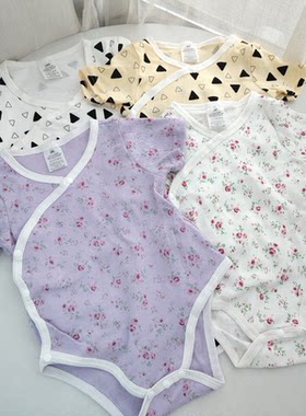 59-90码外贸三角哈衣夏短袖爬服宝宝连体衣婴儿护肚纯棉包屁衣