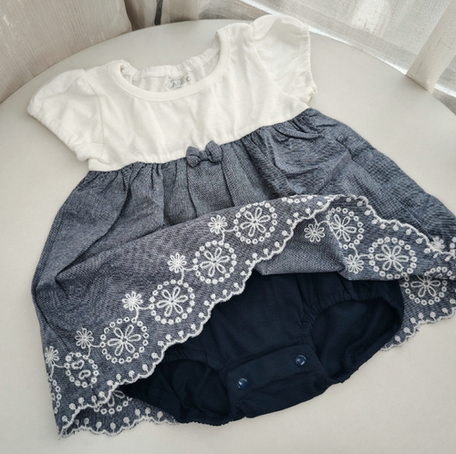 婴儿牛仔裙包屁衣59-66码外贸三角哈衣夏短袖爬服女宝宝连体衣