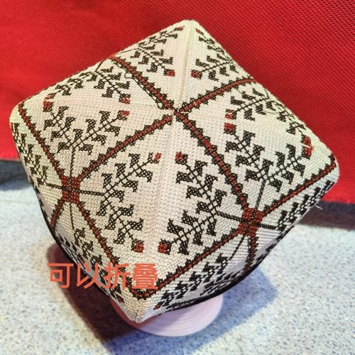 新疆男土刺绣花帽舞广场舞演出帽子男士四角帽可折叠民族舞帽包邮