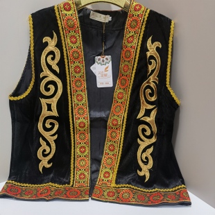 新疆舞蹈服装 男民族风广场舞跳舞成人外搭短马甲舞台表演宽松袷袢