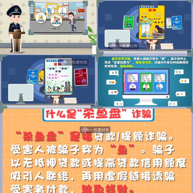 电信诈骗反诈mg动画诈骗案例讲述网络ae模板视频素材