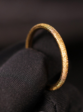 满天星金色戒指女钛钢流砂金素圈