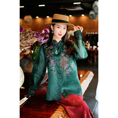 蓝大新中式桑蚕丝上衣4101