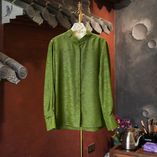 新中式 桑蚕丝上衣4054 桃花源 蓝大