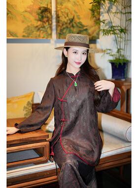 蓝大桑蚕丝香云纱上衣5205