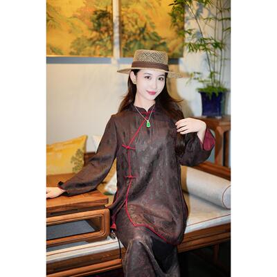 蓝大桑蚕丝香云纱上衣5205