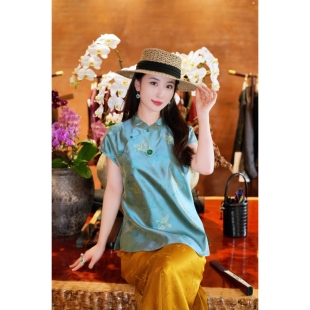 新中式 桑蚕丝上衣4139 清宵 蓝大