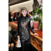 蓝大极光晕新中式 连衣裙5517 桑蚕丝长款