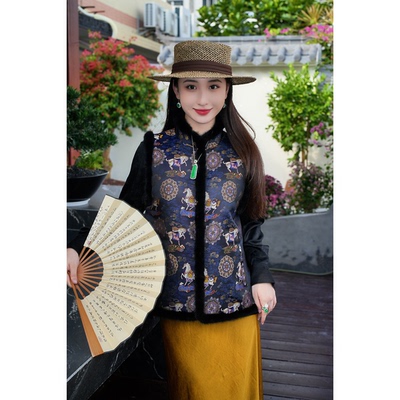 蓝大【菏佑】新中式桑蚕丝马夹5651