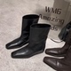 靴2025年秋冬新款 WM6 真皮女靴内增高套筒时装 方头百搭增高短靴潮