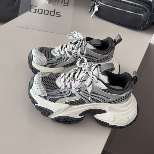 福利断码特价WM6 真皮女鞋拼色时尚休闲运动鞋厚底增高老爹鞋潮