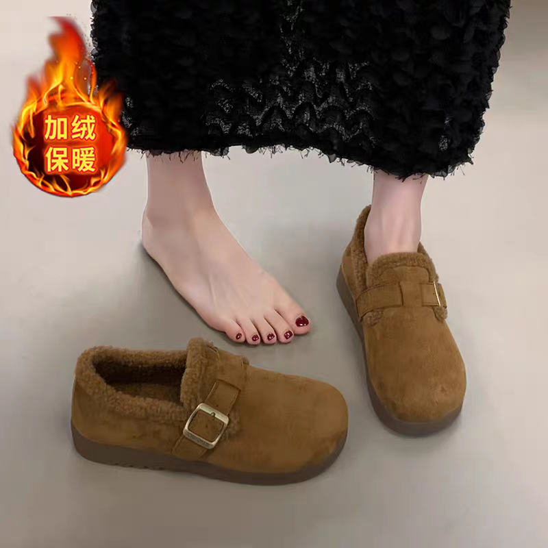 加绒勃肯鞋女2025新款爆款冬季豆豆棉鞋子保暖毛毛鞋一脚蹬雪地靴,女鞋,棉鞋,淘宝优惠券,粉丝福利购,淘宝优惠卷