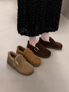 厚底勃肯鞋女款2025新款秋冬季加绒保暖毛毛鞋防滑雪地棉鞋子女鞋