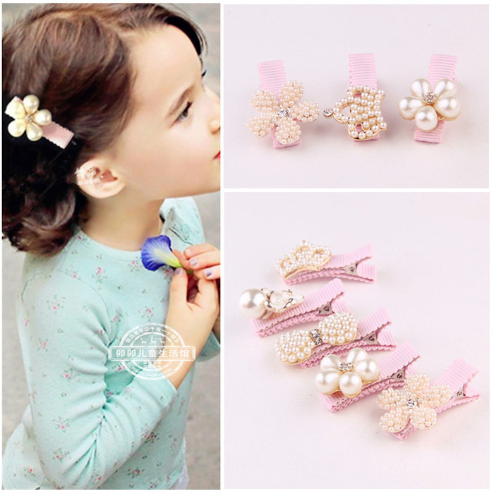 韩国进口小皇冠立体花朵儿童发夹