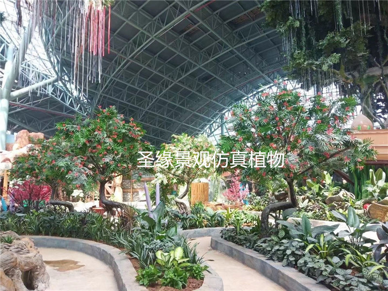 仿真凤凰花树定制红花楹绢花落地花艺装饰假树影视拍摄道具凤凰木