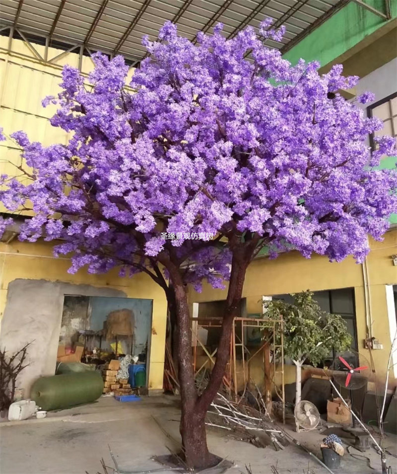 仿真蓝花楹大树紫丁香花树紫色十字樱花树玻璃钢人造树大型落地树