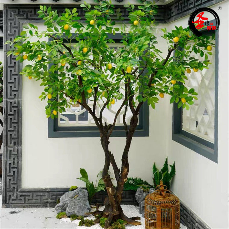 仿真柠檬树人造果树庭院商场超市水果店大型落地橘子树柠檬果树