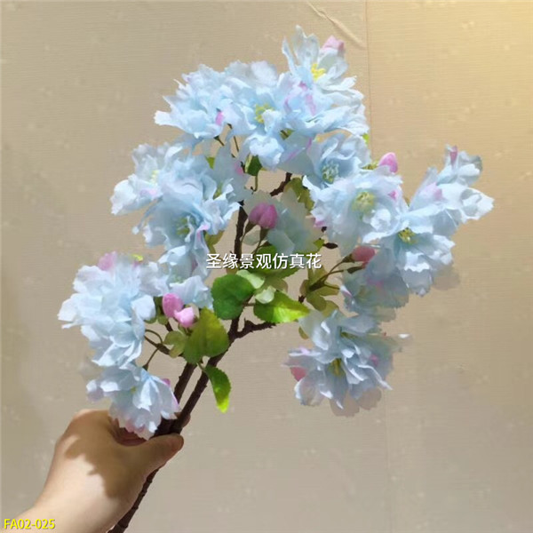 仿真加密樱花枝 蓝色樱花枝 仿真海棠花桃花枝樱花枝 假花枝仿真