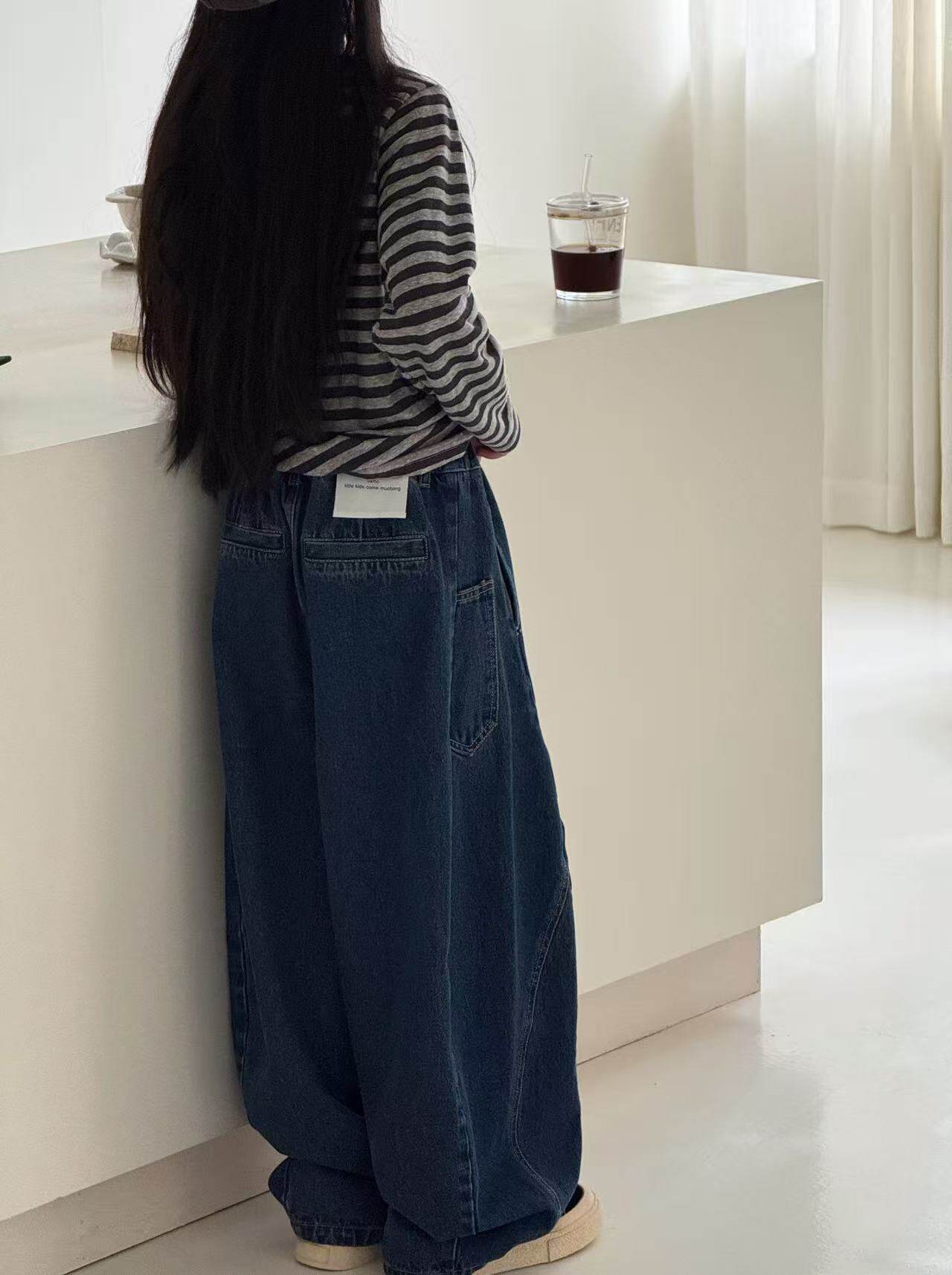大E小e品牌童装秋款韩版牛仔裤长裤裤子儿童男童女童蓝色