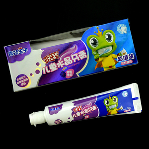 青蛙王子儿童水晶牙膏50g 葡萄香型 清洁防蛀健齿宝宝牙膏送牙刷