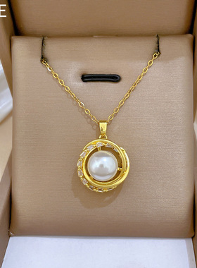 新款旋转鸟巢珍珠轻奢气质华丽高级感项链女时尚潮流百搭锁骨链女