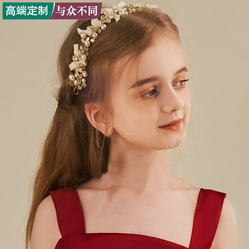 女童头饰韩式公主发带宝宝走秀轻奢晚礼服饰品森系小女孩儿童发饰图片