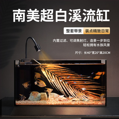 全套带景搭配南美溪流缸内滤桌面缸客厅办公室家用鱼缸自循环过滤
