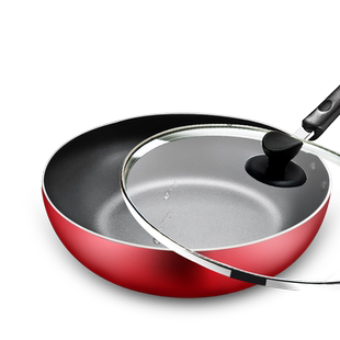 苏泊尔中国红煎炒锅煎锅平底锅不粘锅炒锅28cm家用迷你燃气灶适用