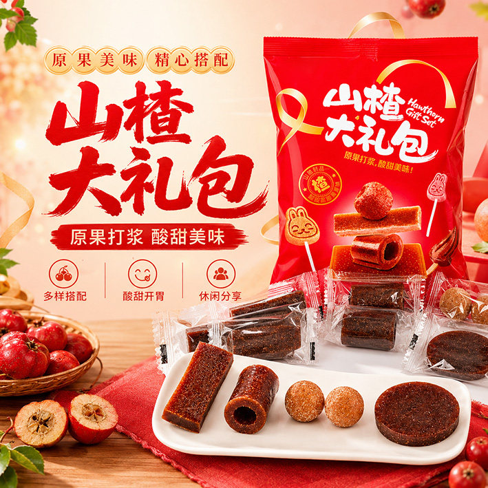 山楂大礼包多种口味冰糖葫芦山楂零食山楂片果丹皮