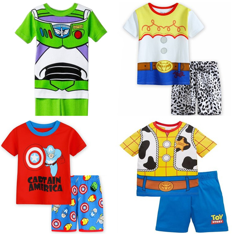 玩具总动员cos儿童t恤短裤套装巴斯光年睡衣短袖全棉薄款夏季童装